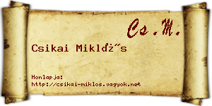 Csikai Miklós névjegykártya
